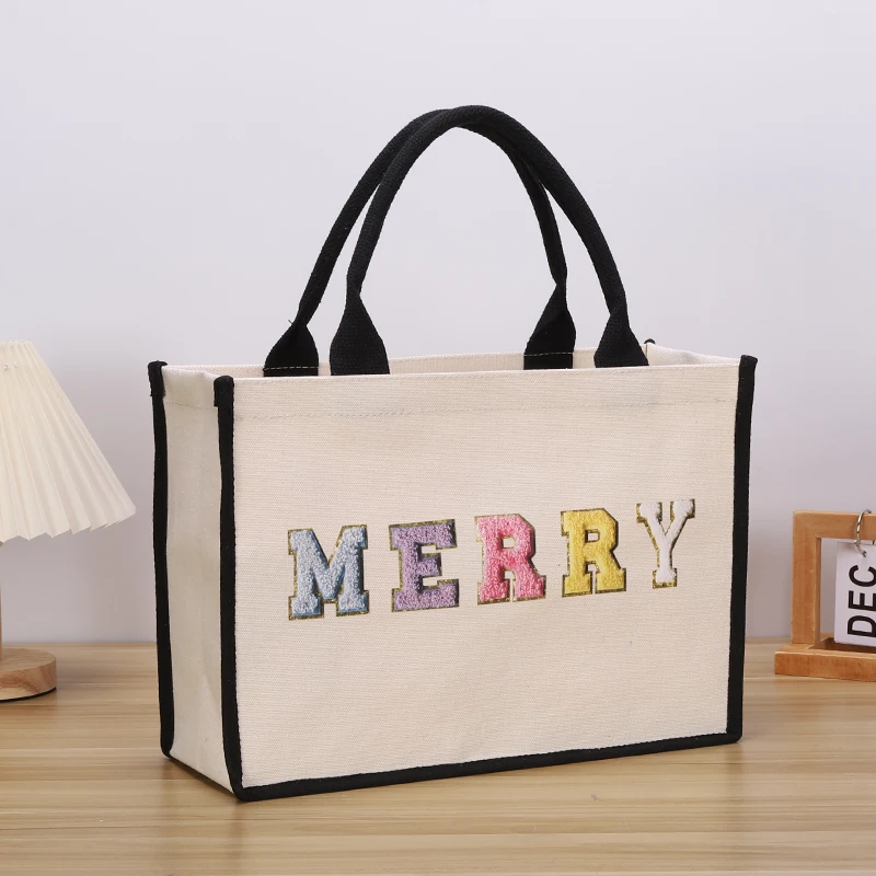 New trendy and unique letter-shaped handbag made of thick canvas and cotton-linen tote bag
