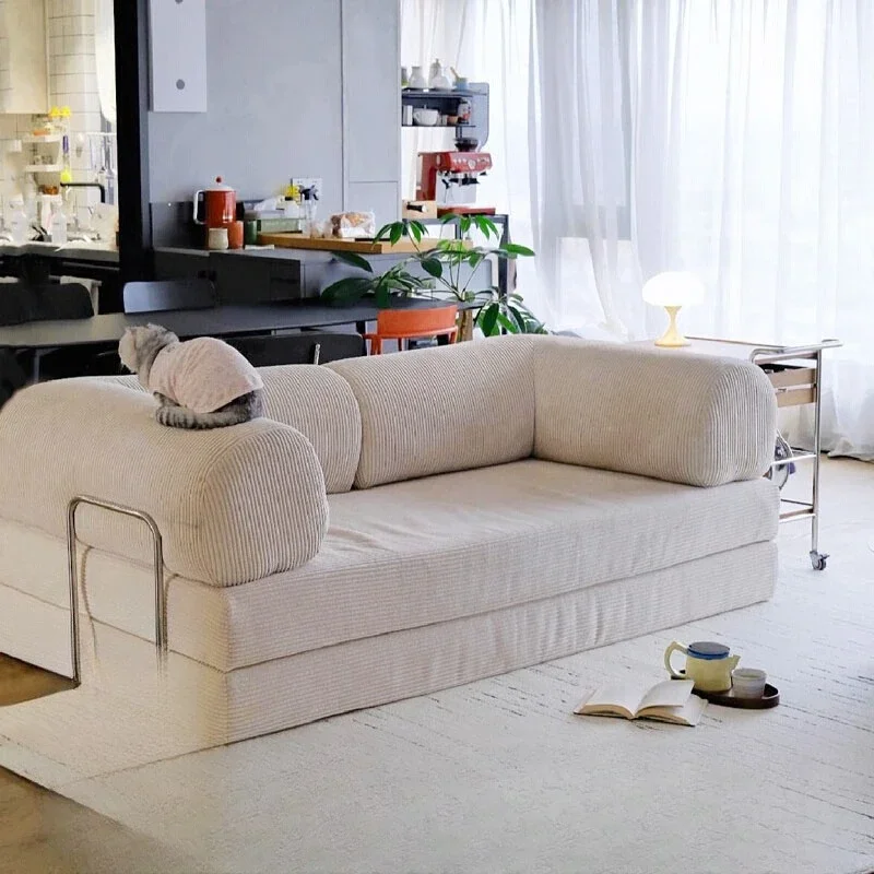 

Replica European Couch Minimalist Modern Double Foldable Corduroy Compressed Sofa Living Room Designer Muebles Unique Furniture