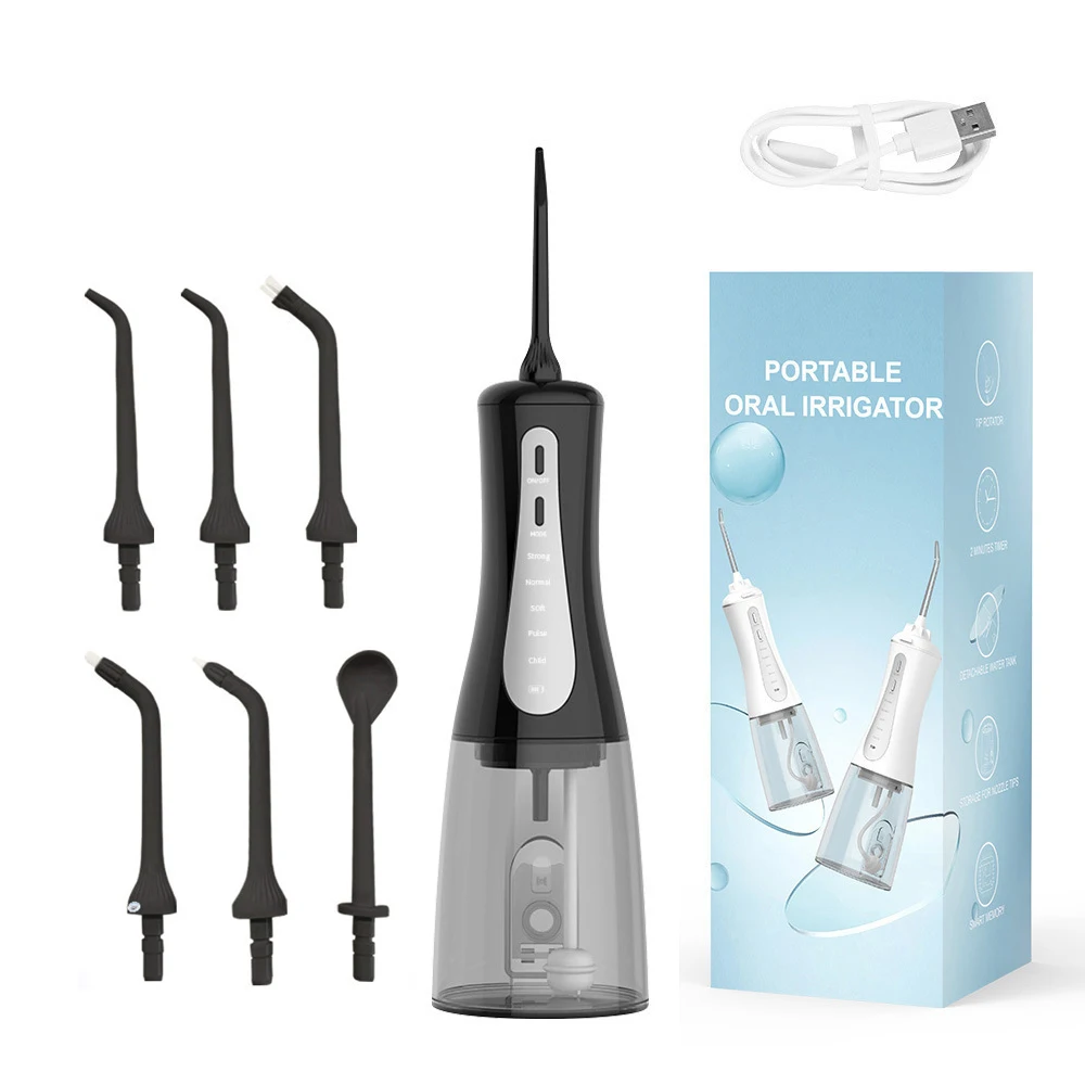 New Oral Irrigator USB Rechargeable Water Flosser Portable Dental Water Jet 350ML Waterproof Teeth Cleaner 6 Tips For Oral Care