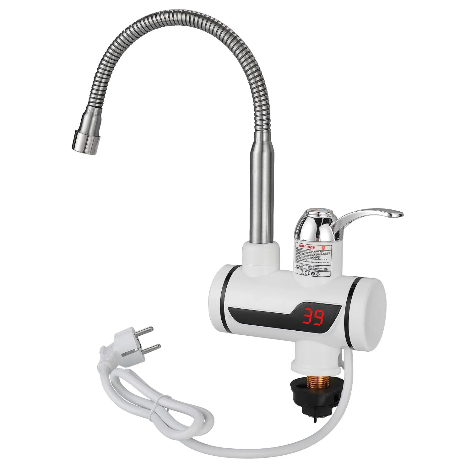 3000W Household Electric Hot Water Faucet ABS&stainless Steel Vientiane Water Pipe W/ Intelligent Digital Display