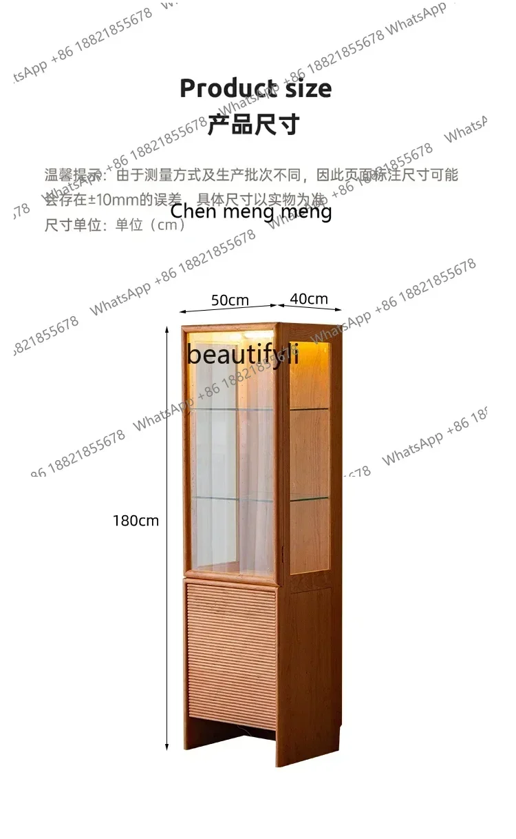 zq1Solid wood glass display cabinet Cherry wood sweeping machine Sofa TV side cabinet Lighting wine cabinetK182
