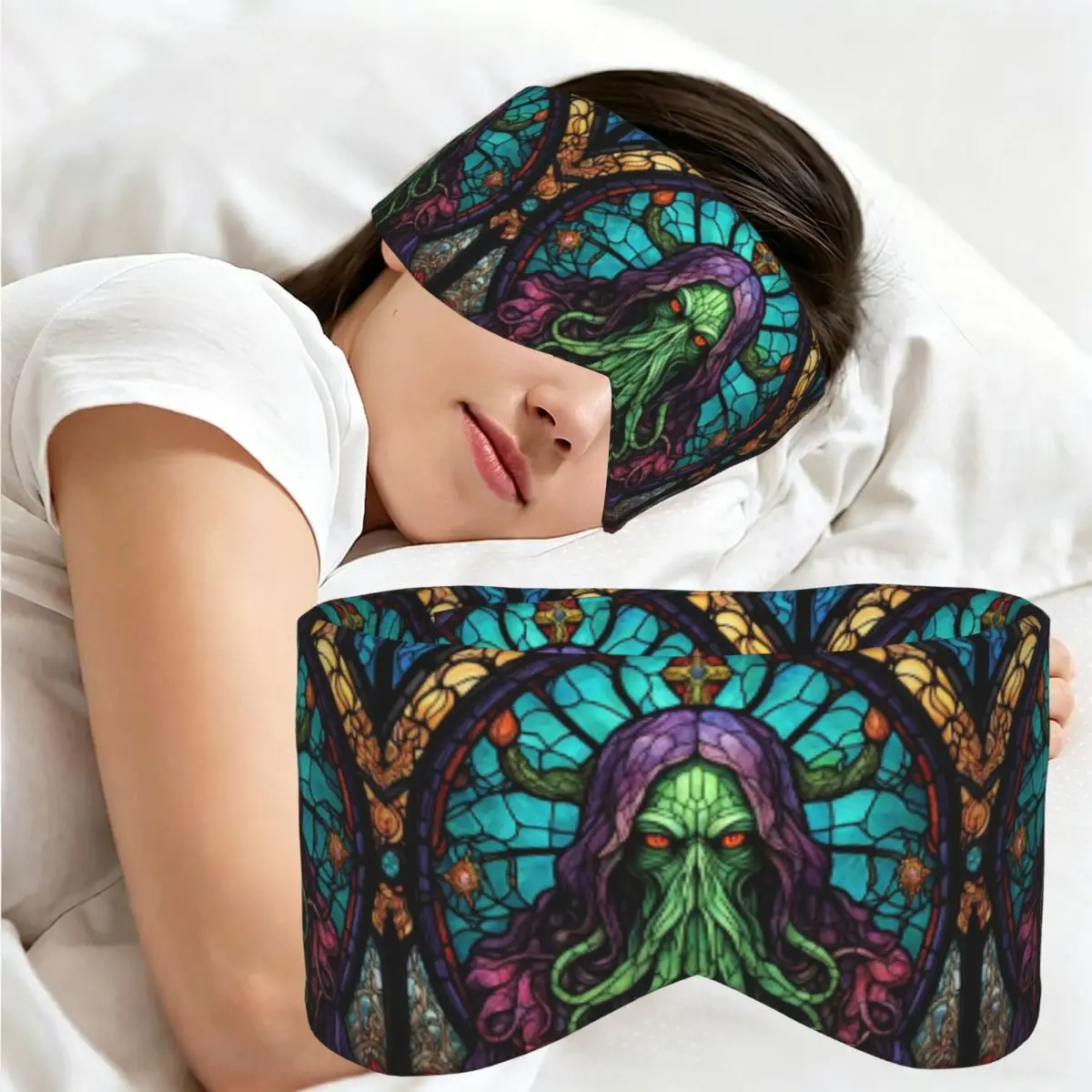 Cthulhu Stained Glass Tentacles sleep mask Light Blocking Portable Eye Cover for Girls Boys Home Sleeping Gift Eyeshade eyepatch