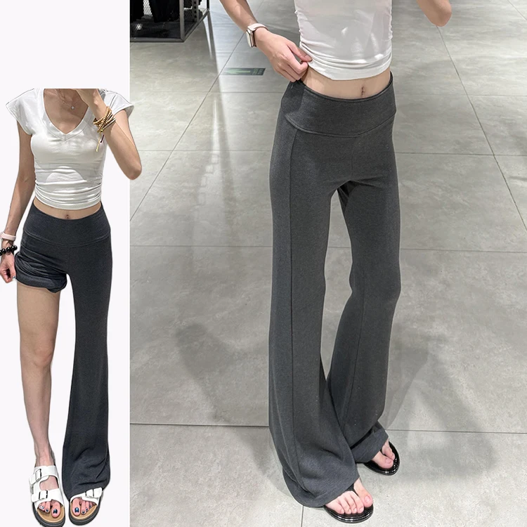 아메리칸 레이지 슬레 여성용 슬리밍 마이크로 플레어 요가 팬츠 하이 웨이스트 엘라스틱 힙업 드레이프 여름 2025 신상품