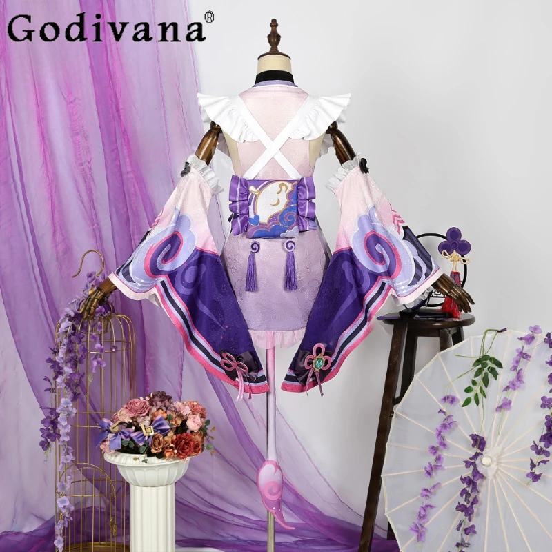 Parrucca per costume cosplay femminile Gonna rosa viola Set Copricapo Puntelli Parrucche verdi per donne Ragazze Abiti da festa di Halloween