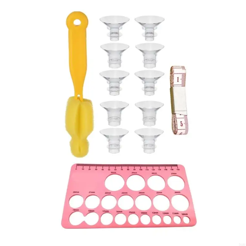 

76HF 13mm/15mm/17mm/19mm/21mm 5 Size Silicone Flange Converter for Breast Pumps Nipple Measurement Card