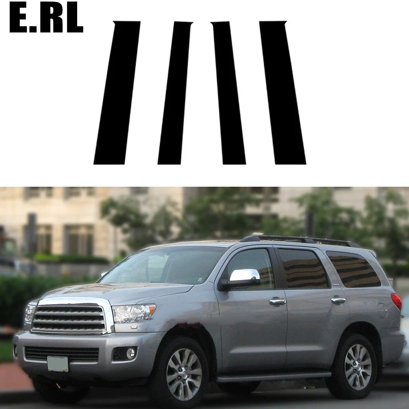 

Gloss Black Pillar Post Door Trim Fit For Toyota Sequoia XK60 2008-2022 2021 2020 Window Sticker Deocr Cover Accessories 4Pcs