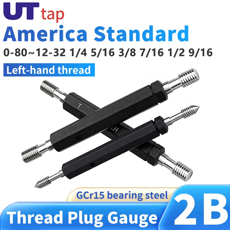 

1 шт. 2B Калибр-пробка для измерения мелкой резьбы, американский стандарт, 0-80~12-32, 1/4, 5/16, 3/8, 7/16, 1/2, 9/16, LH UN/UNC/UNF/UNS/UNEF