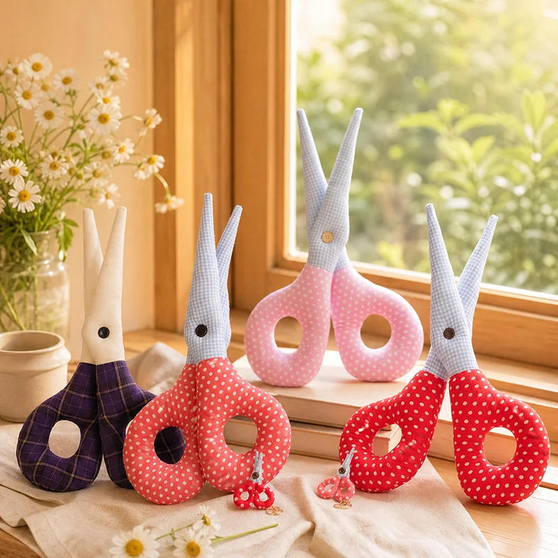 Creative Simulation Scissors Plush Pillow Toy Soft Stuffed Scissor Shaped Cushion Funny Home Decor Sofa Throw Pillow Birthday