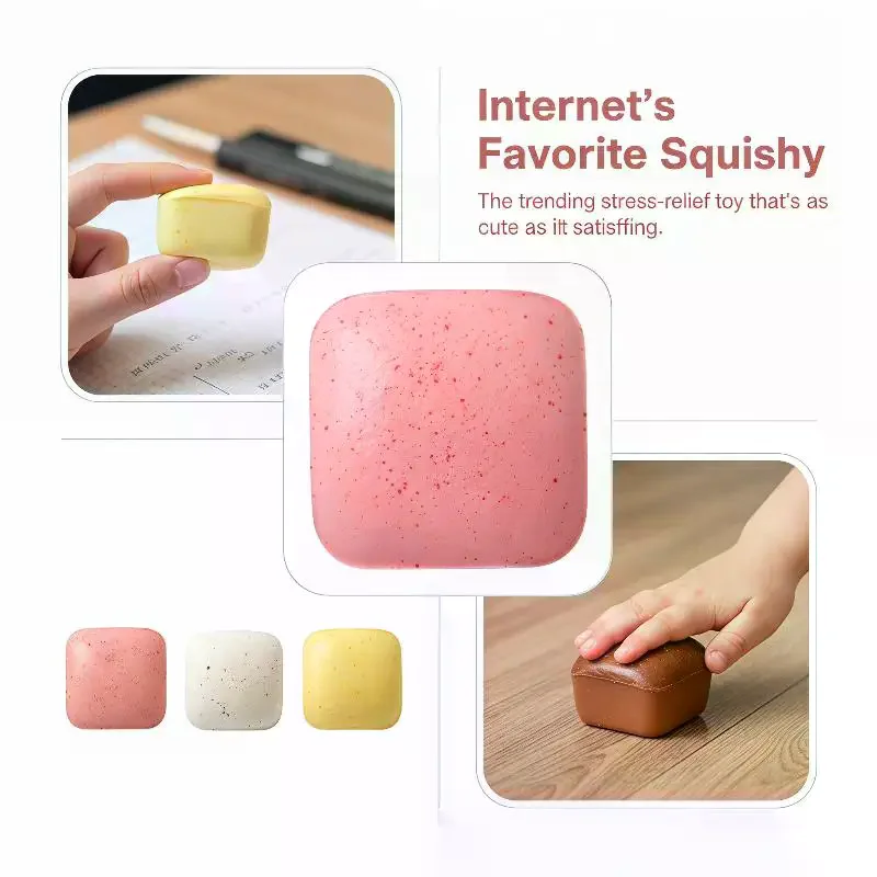 Simulated Square Bread Squeeze Toy Slow Rising Small Toast Sensory Fidget Toy for Anxiety ADHD Kids Adults
