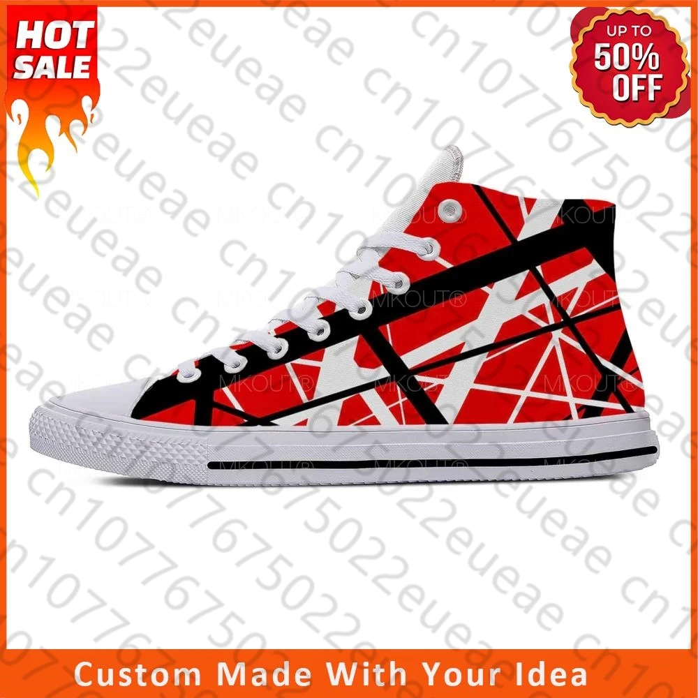 

Горячее предложение EVH 5150 фотосессия металлическая Рок Музыкальная лента дышащие легкие высокие повседневные тканевые туфли с 3D принтом Мужские Женские кроссовки