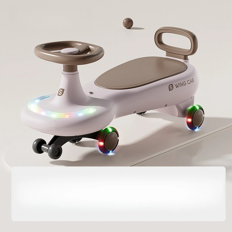 ‌Kids Ride-On Wiggle Car Ages 1-12Y: Anti-Tip Silent Wheels Music Toy w/ Parent-Child Seat Ergo Butterfly Handle-Learning Walker