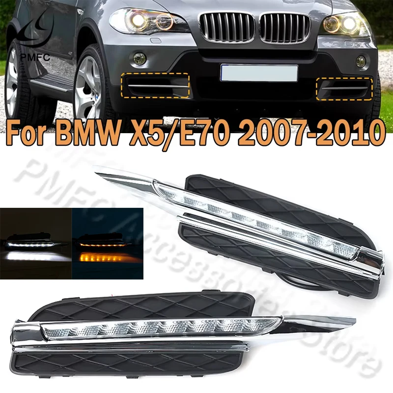 

PMFC 8LED DRL Daylight Daytime Running Light Waterproof Headlamp Assembly Light Cover For BMW X5 E70 2007 2008 2009 2010