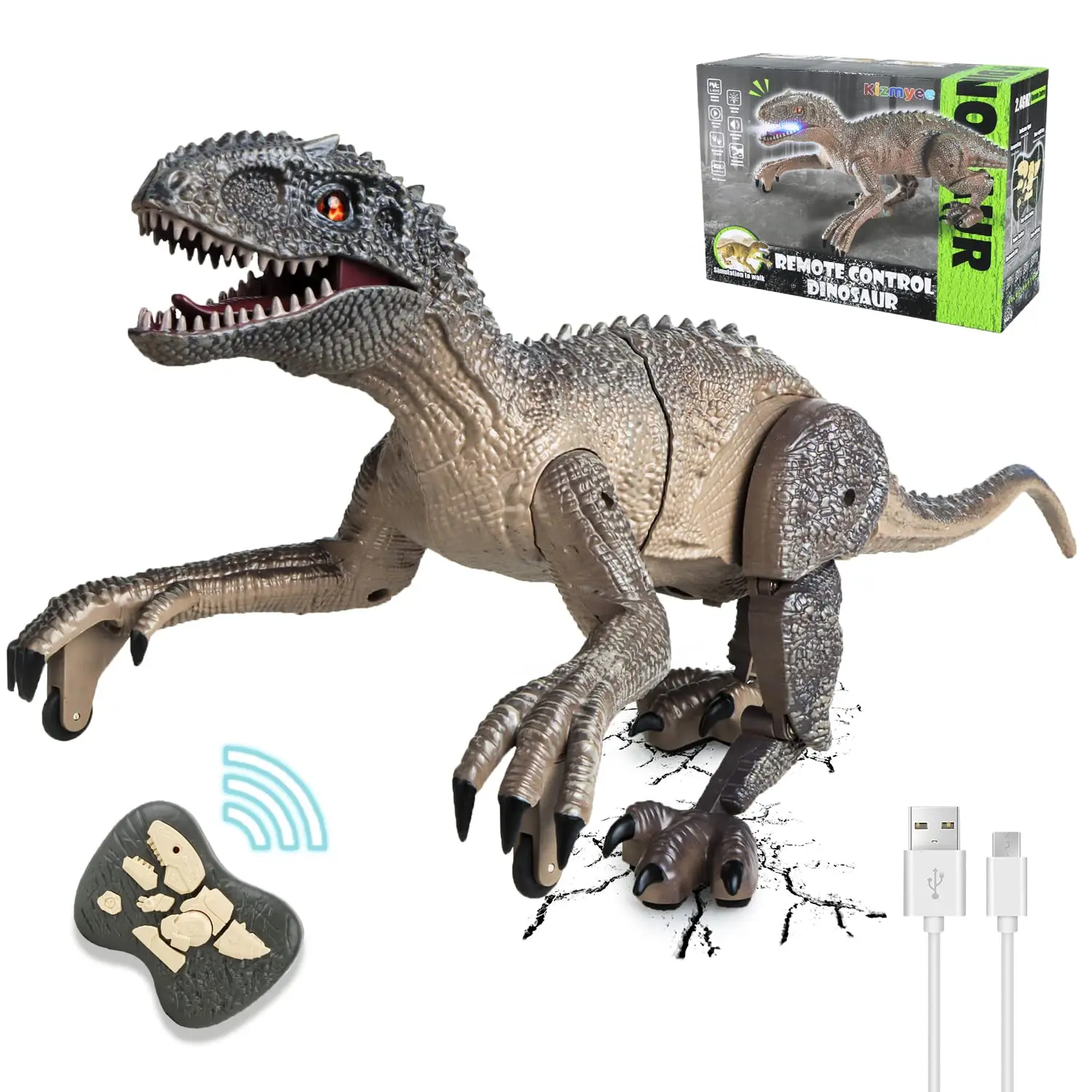 Remote Control Dinosaur Toys for Boys 2.4Ghz RC Realistic T-Rex Dinosaur Robot Walking and Roaring for Kids Girls Toddler