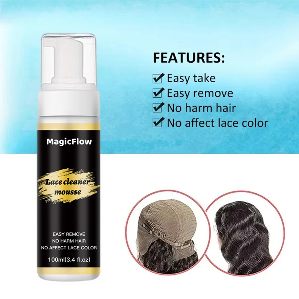 Lace Cleanser Foam For Cleaning Lace Cleaning Mousse Wig Cleaner Remove Oil Dirt Residue Wig Glue Remover