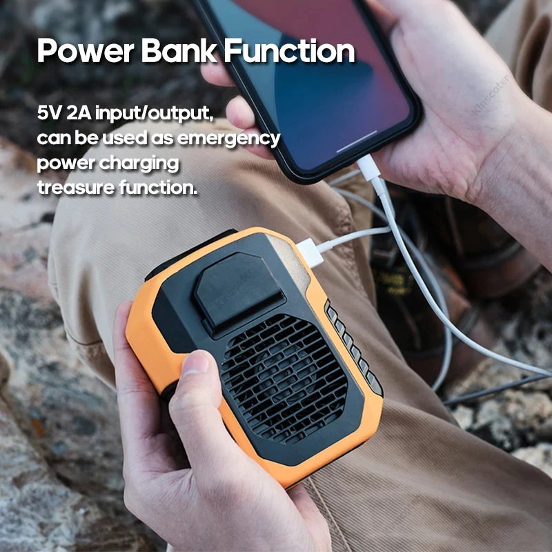 6000mAh power bank Hanging Neck/Waist Fan USB Mini Portable Rechargeable Fan For Outdoor Camping Hiking Climbing Running Sports