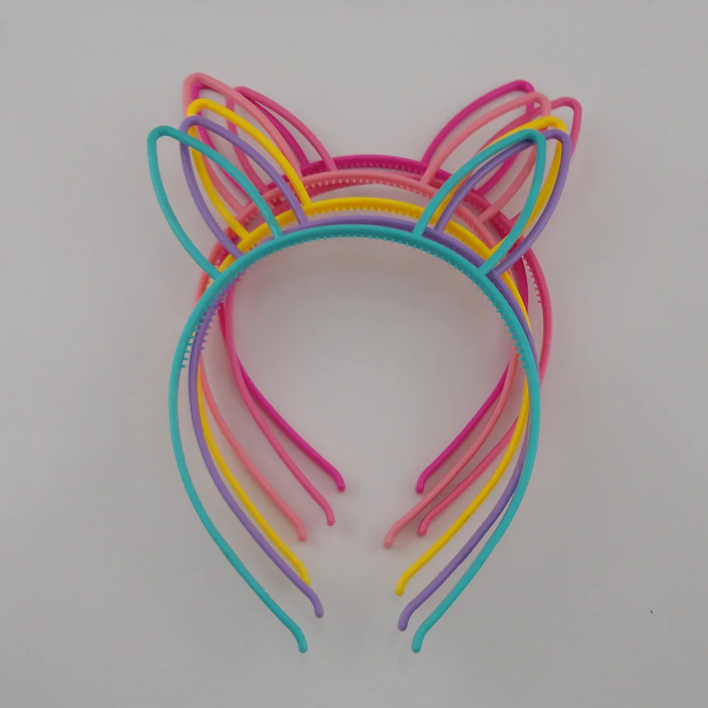 6PCS Kids Cat Ears Hair Headbands Crown Tiara Princess Plastic Hairbands Bow Hair Hoop Accessories Boho Headwear Girls