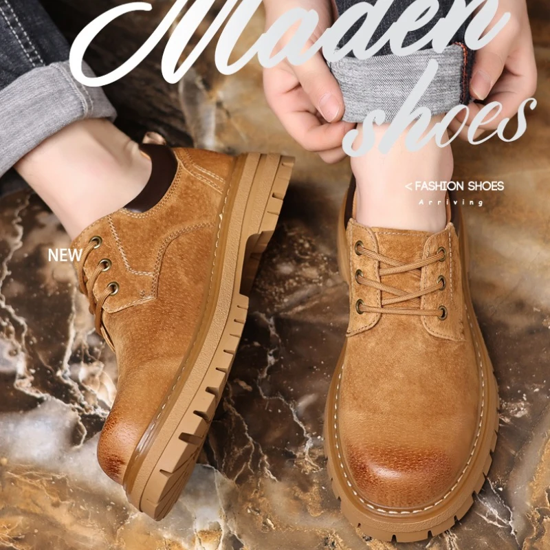 

Новый дизайн, рабочая одежда, мужская обувь, дышащие повседневные кроссовки, мужская уличная походная обувь с круглым носком на толстой подошве и шнуровкой