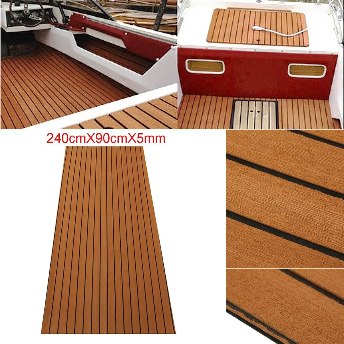 

240x90x0.5cm EVA Foam Faux Teak Boat Deck Mat Brown Decking Sheet Yacht Flooring Anti Skid Mat Self Adhesive Vehicle Pad