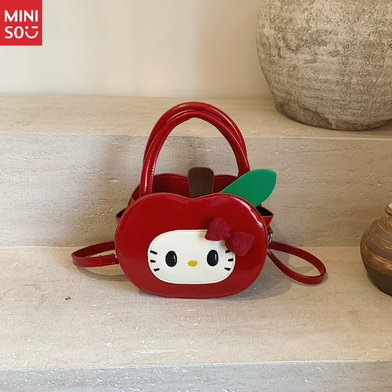Miniso Cute Apple Hello Kitty Crossbody Bag, Cartoon Themed Shoulder Purse for Girls