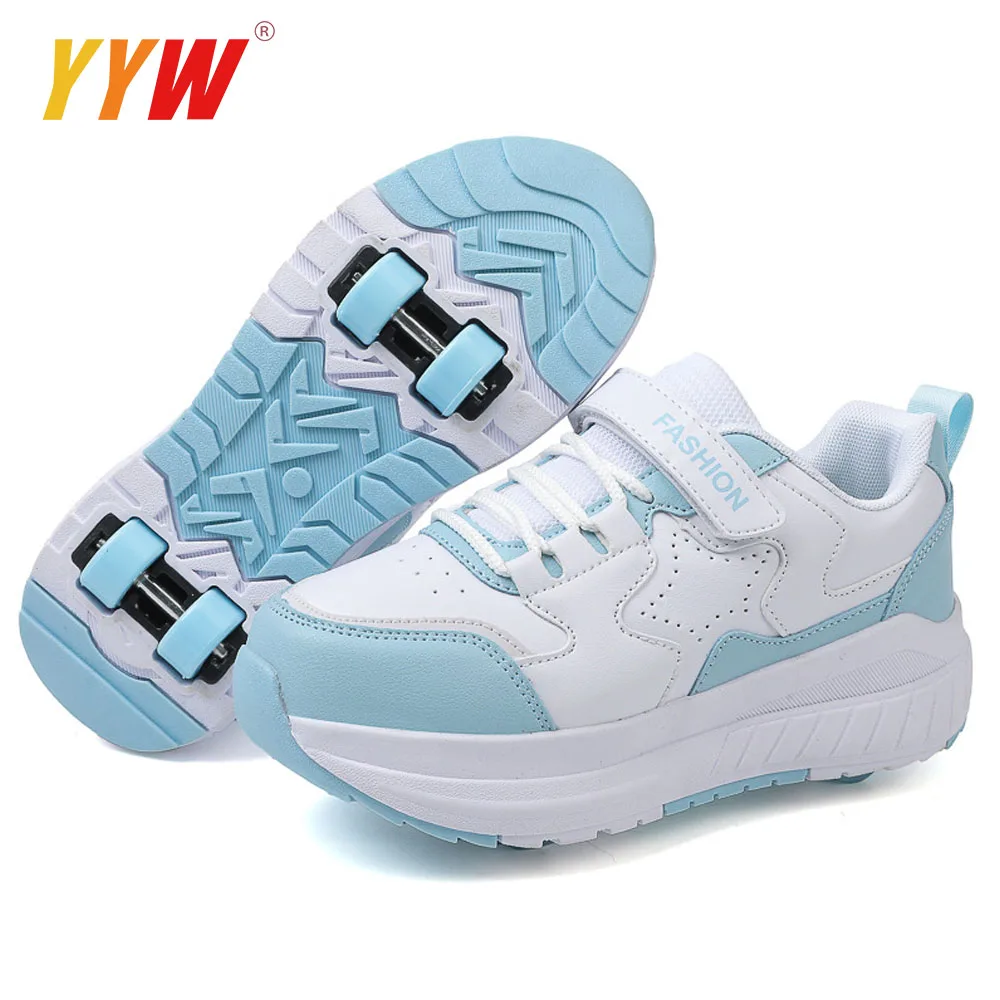 Deform Roller Skate With 4 Wheels Shoes Runaway Parkour 4-Wheel Skates Sneakers Women's Men's Sport Walking Running Shoes Adult