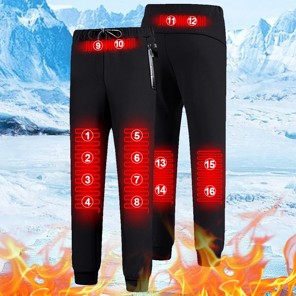 16 Heating Zones Outdoor Winter Heating Trousers USB Warm Heating Pants Sports Thermal Motorcycle Pants for Men Women