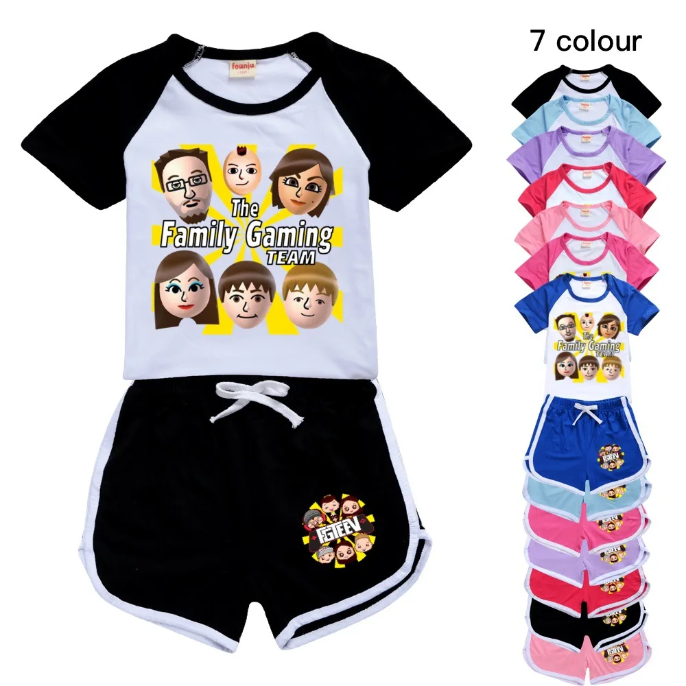 

New Fashion Kawaii Fgteev Clothes Kids 2024 Summer Pajama Sets Baby Girls Short Sleeve T-shirt Pants 2pcs Set Boys Pyjamas