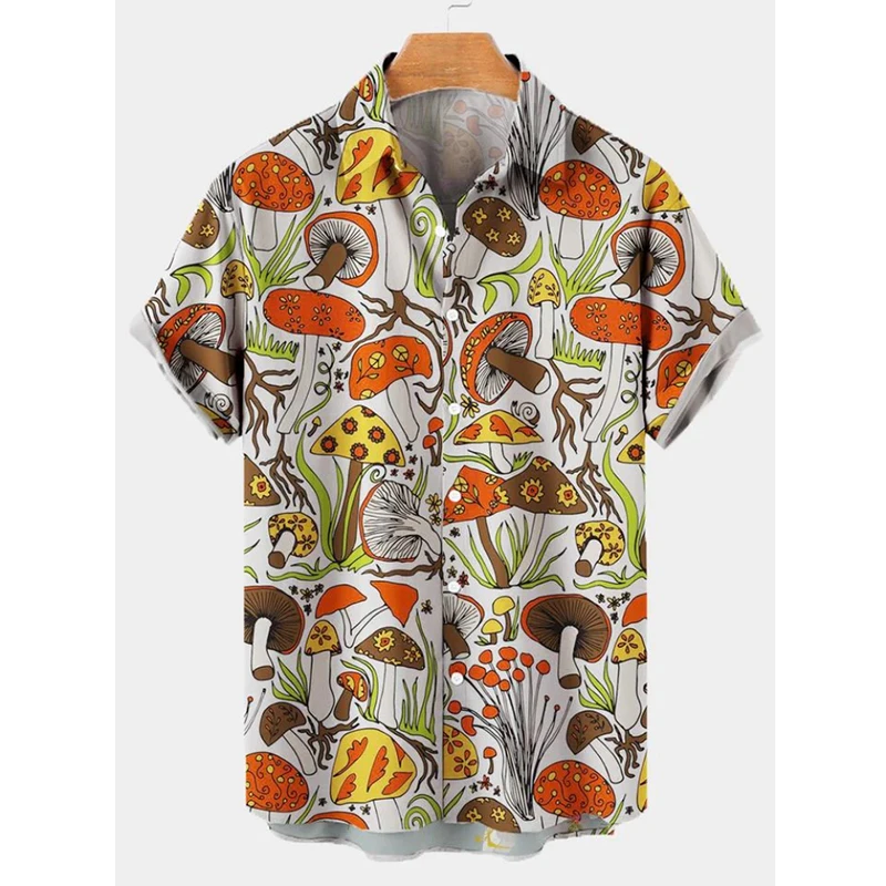 Camisa con estampado 3D de setas para hombre, blusa informal de manga corta para vacaciones, Playa y verano