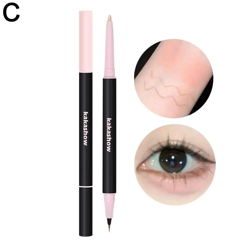 Doppelköpfiger Seidenraupenstift Kontur Lidschatten Wasserdicht Erhellen Perlen Make-up Auge Weiße Seidenraupe Kosmetik J4B6