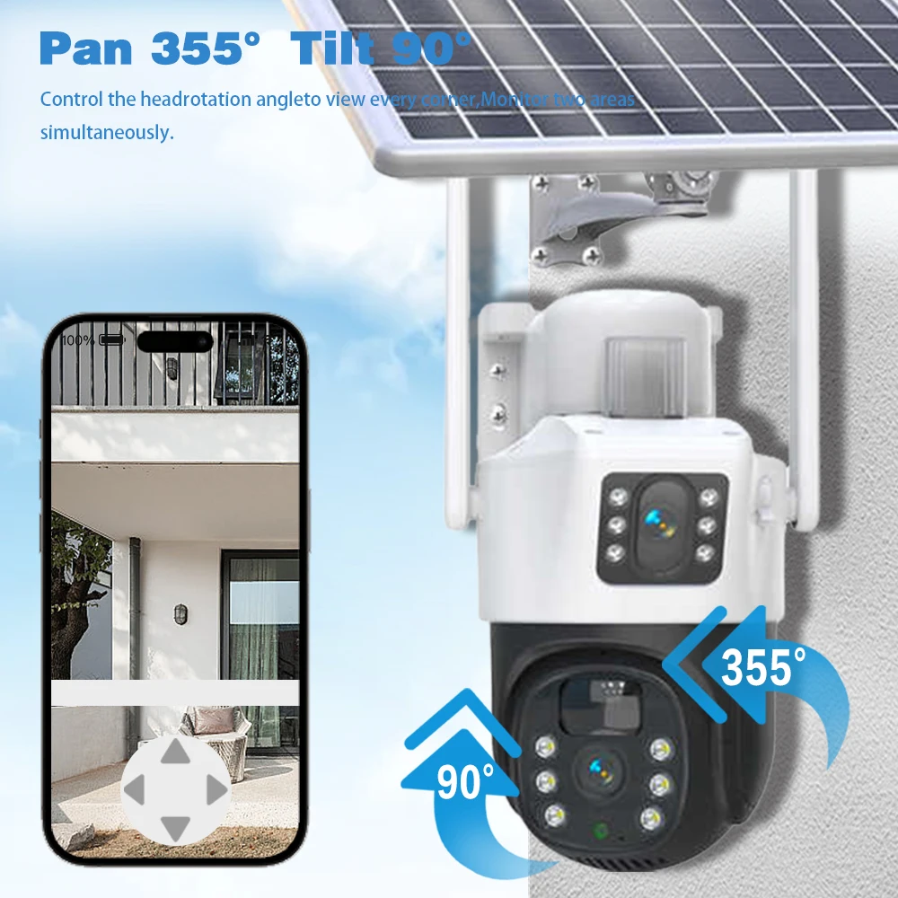 8MP 4K Dual Lens Solar  Wifi Security Cameras Wireless Outdoor WaterproofTracking Detection CCTV Monitoring Low Power EseeCloud