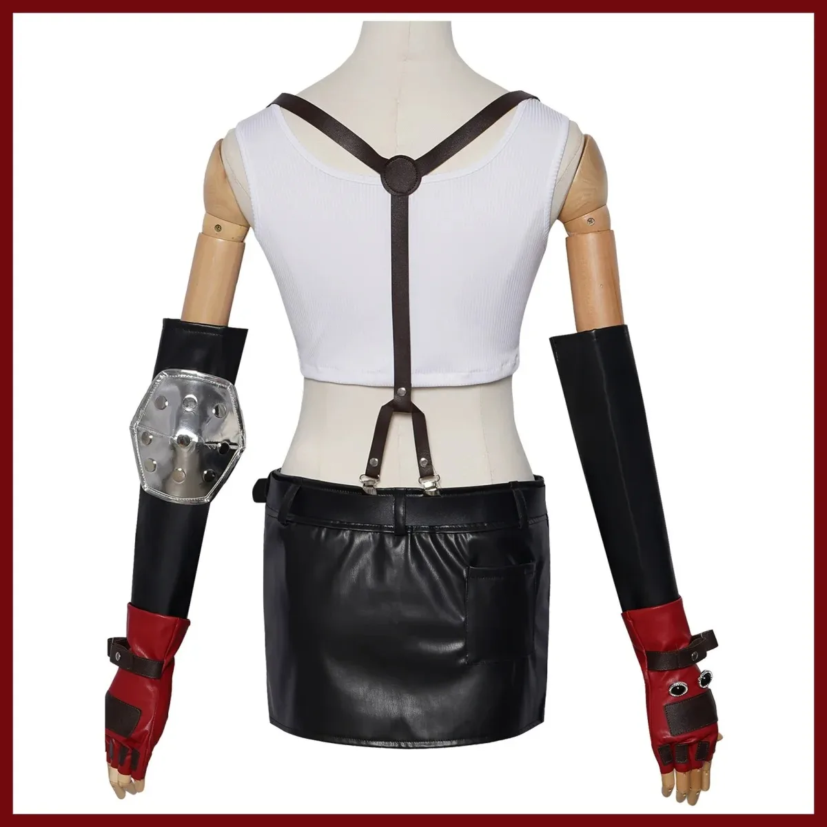 Juego Final Fantasy VII Remake Tifa Lockhart disfraz de Cosplay ajustado negro PU mujer falda Sexy Tops peluca traje de fiesta de Carnaval