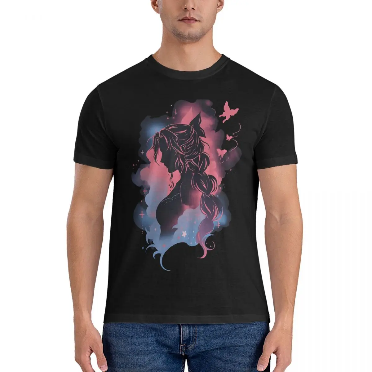 Men Aerith Graffiti T Shirts Final Fantasy 100% Cotton Clothes Funny Short Sleeve Round Collar Tees Adult T-Shirt