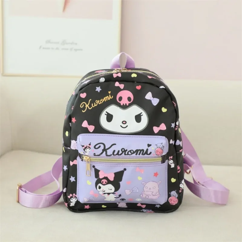 Children cute small schoolbag PU leather cartoon Kuromi lightweight backpack girl travel leisure backpackk