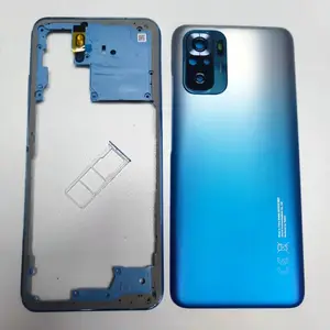 Bilashmart Housing Redmi Note 10/10S Back Battery Cover Rear Case Middle Frame with Volume Button Camera Glass with Sim Tray
