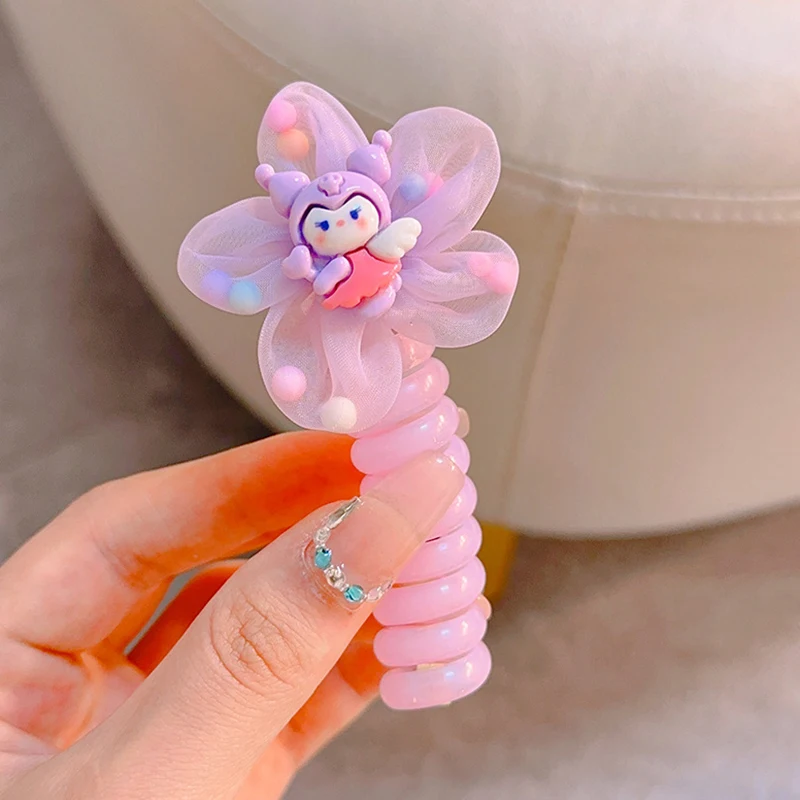 

Sanrio Kawaii Telephone Wire Hair Rope For Girls Cartoon Cute Ponytail Headwear Elastic Rubber Bands Hair Accessories Kids Gifts