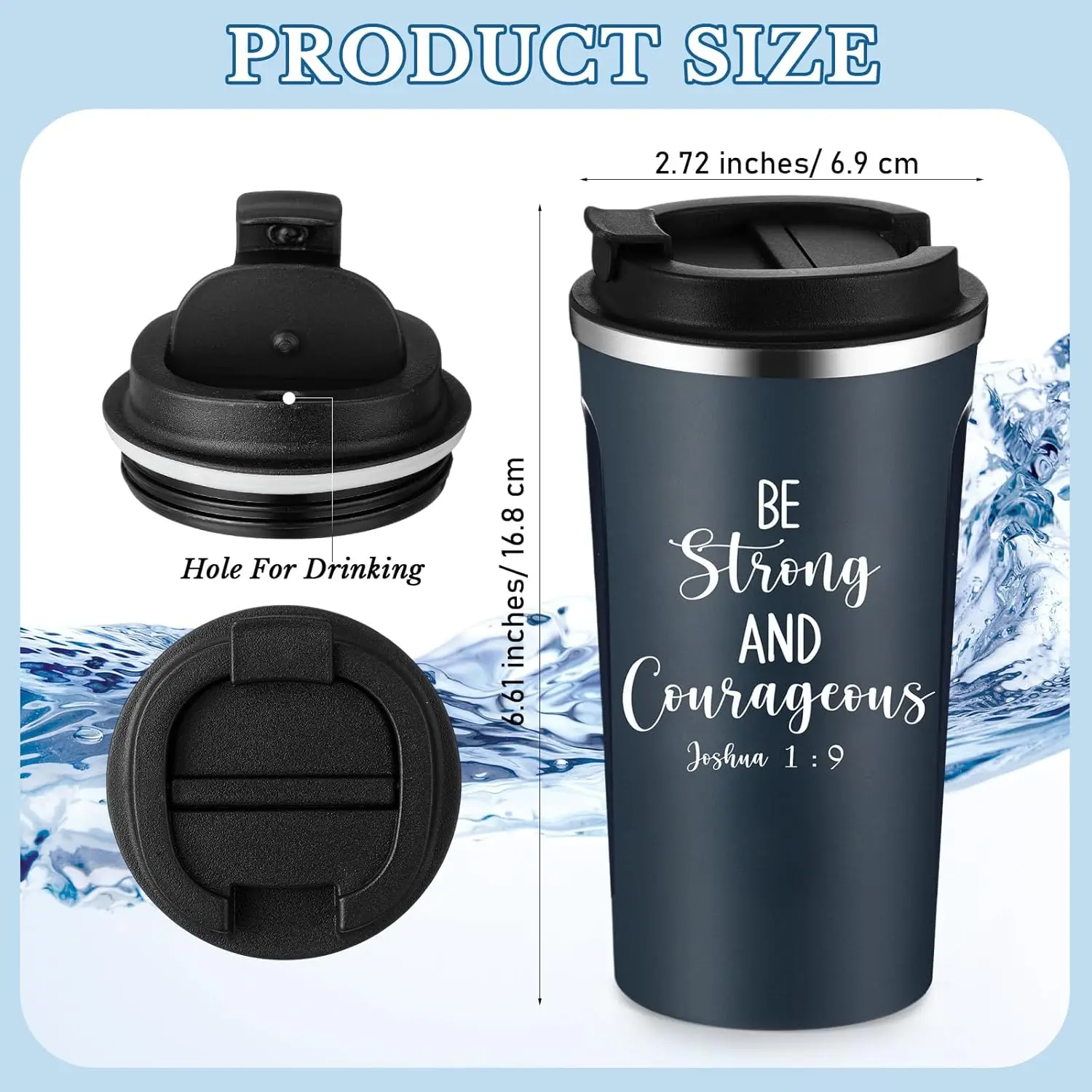 

Custom Stainless Steel Travel Mug with Lid Vacuum Insulated Thermos Leakproof BPA Free Keeps Drinks Hot Or Cold Custom Text