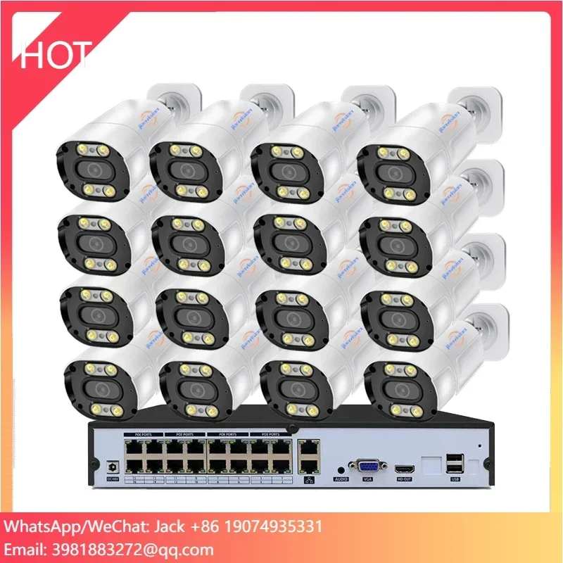 젠비전 16채널 4MP POE 불릿 IP 카메라 시스템 (실내 및 실외용, NVR 데이터 저장 옵션 포함)