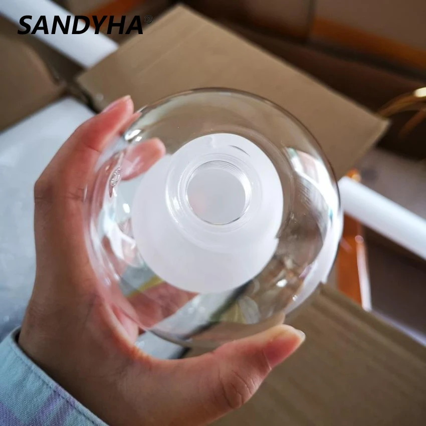 SANDYHA Ball In Ball Glass for Pendant Lamp Clear Ball Smoky Gass Ball for Hanging Light Amber Glass Ball for Chandeliers