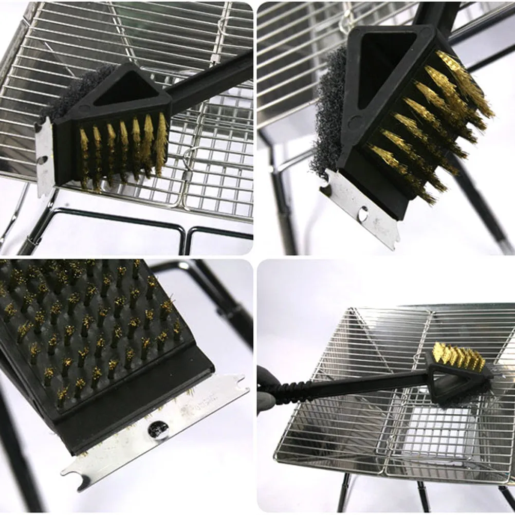 3 in 1 Bbq Brush High Performance Copper Wire Barbecue Brush Oversized Long Handle Dishwasher Safe Grilling Essential