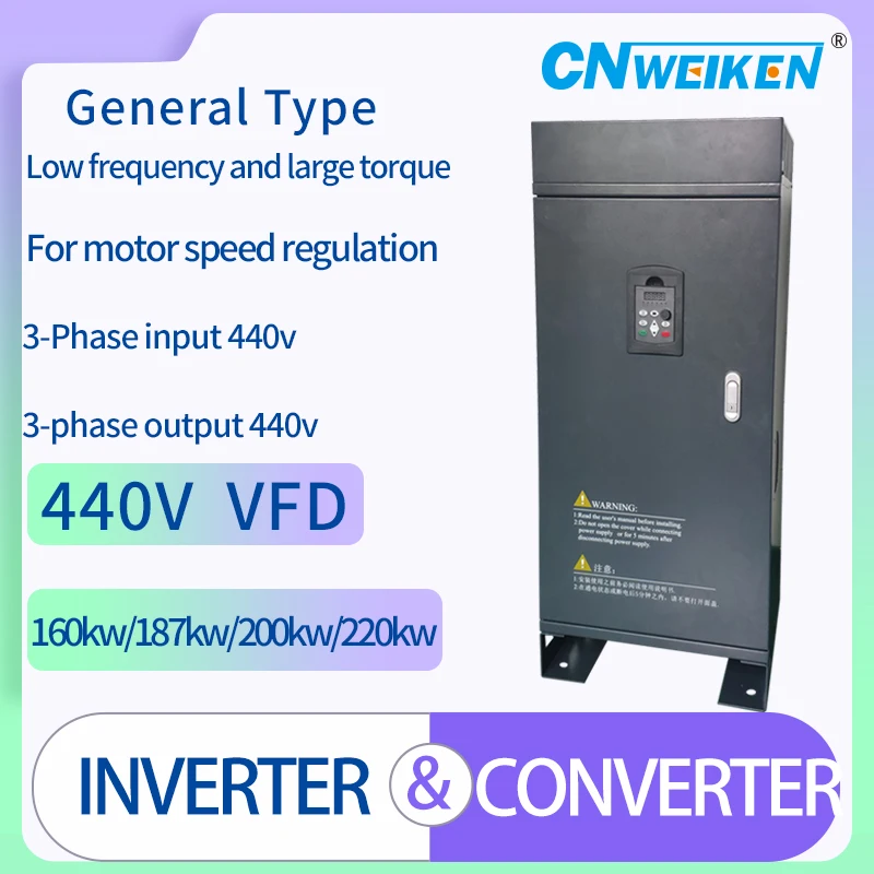 440V 160kw/187kw/200kw/220KW VFD Inverter 3P Input and 3P Output Variable Frequency Converter For Plastic extruder Motor