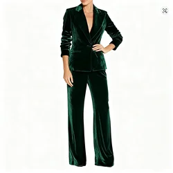 Velvet Ladies Pantsuit Custom Made Women Pantsuit Green Jacket Womenzara woman 2025 new collection ropa mujer traf
