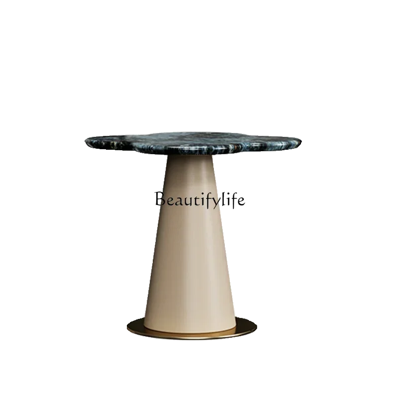 

Light luxury stone sapphire small coffee table side table metal living room corner table