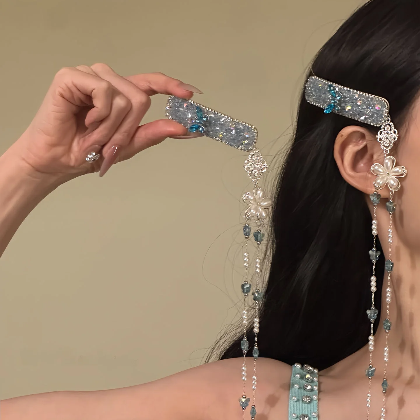 ambitionista-original【azul-nevoeiro-nuvem-montanha】-novo-chines-sle-perola-flor-fluindo-grampo-de-cabelo-espumante-zircao-grampo-de-cabelo