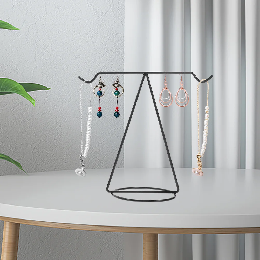 

1pc Iron Art Jewelry Display Stand T-Bar Necklace Earring Holder Rack Metal Jewelry Organizer For Retail Store Home Decor