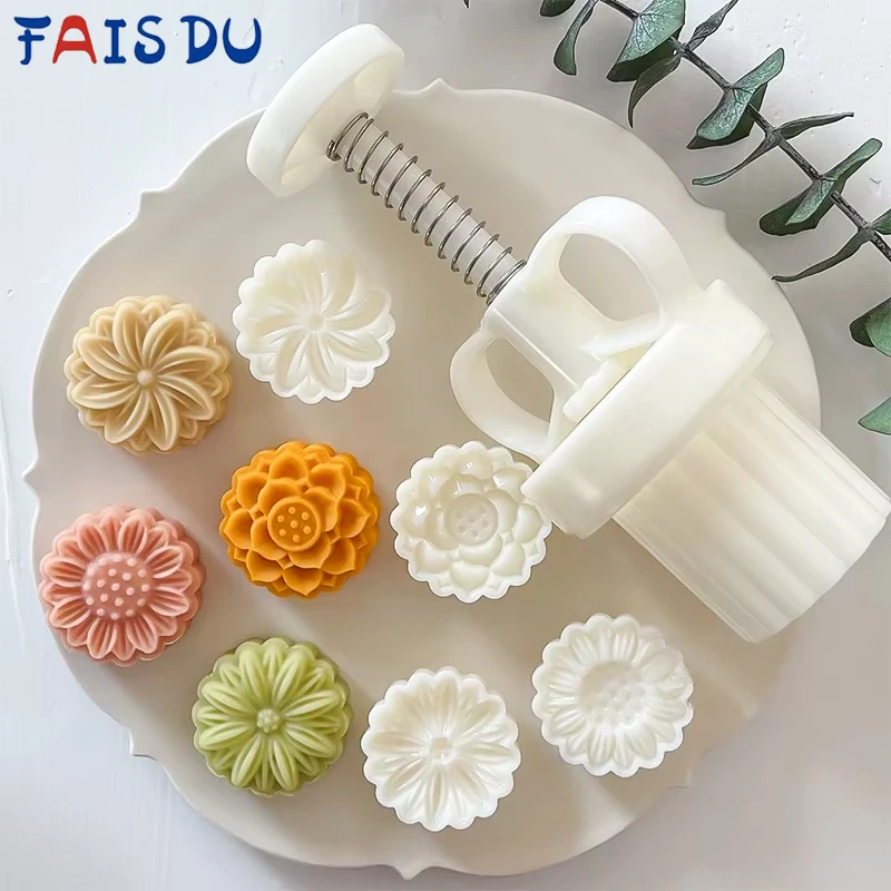 

FAIS DU Mini Jelly Mooncake Mold Round Gift Cookie Stamps Hand Pressing Household Flower Fondant Mold Pastry Baking Accessories