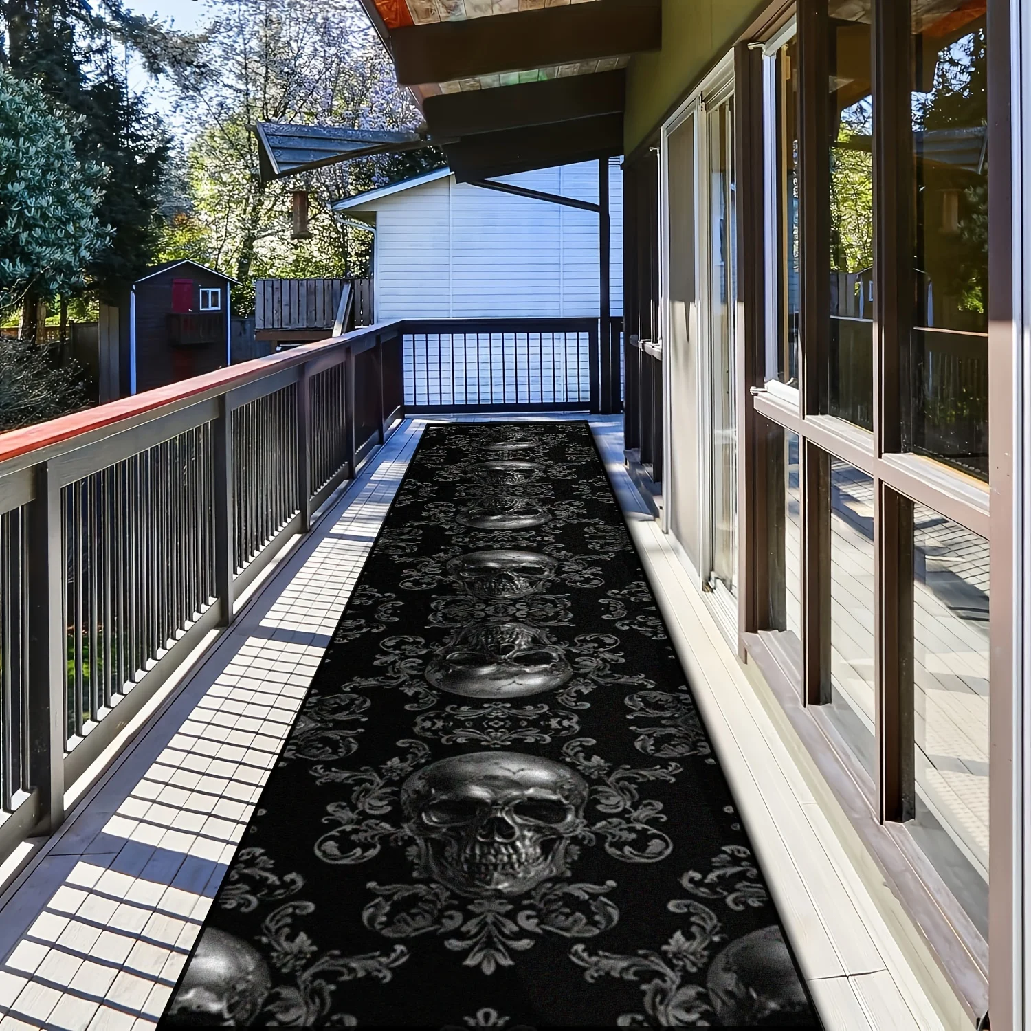 VIKAMA Halloween Carpet Horror Skull Doormat Long Thin Hallway Rug Runner Rug Doormat Rug For Bedroom Carpet For Living Room