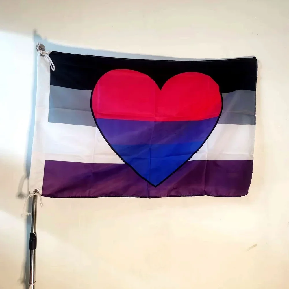 

Flag Asexual Biromantic Biro Ace Bisexual Heart LGBT Bi Romantic Flag 90x150cm Polyester