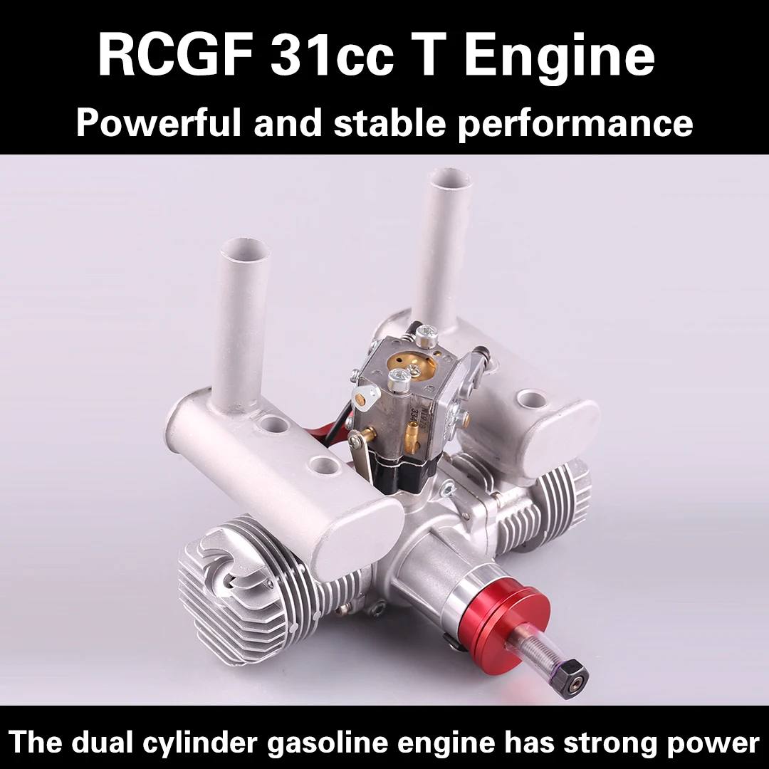 RCGF 31cc Twin Cylinder Petrol/Gasoline Engine Dual Cylinder with Muffler/Ignition/Spark Plug for RC Model Airplane