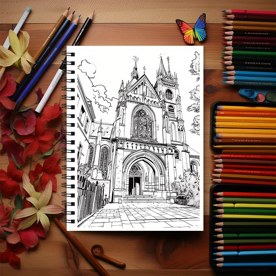 Urban Exploration Coloring Book - 8.3×11.2 Inches, 22 Pages. Great for Discovery - inspired Relaxation, Detailed Doodling,
