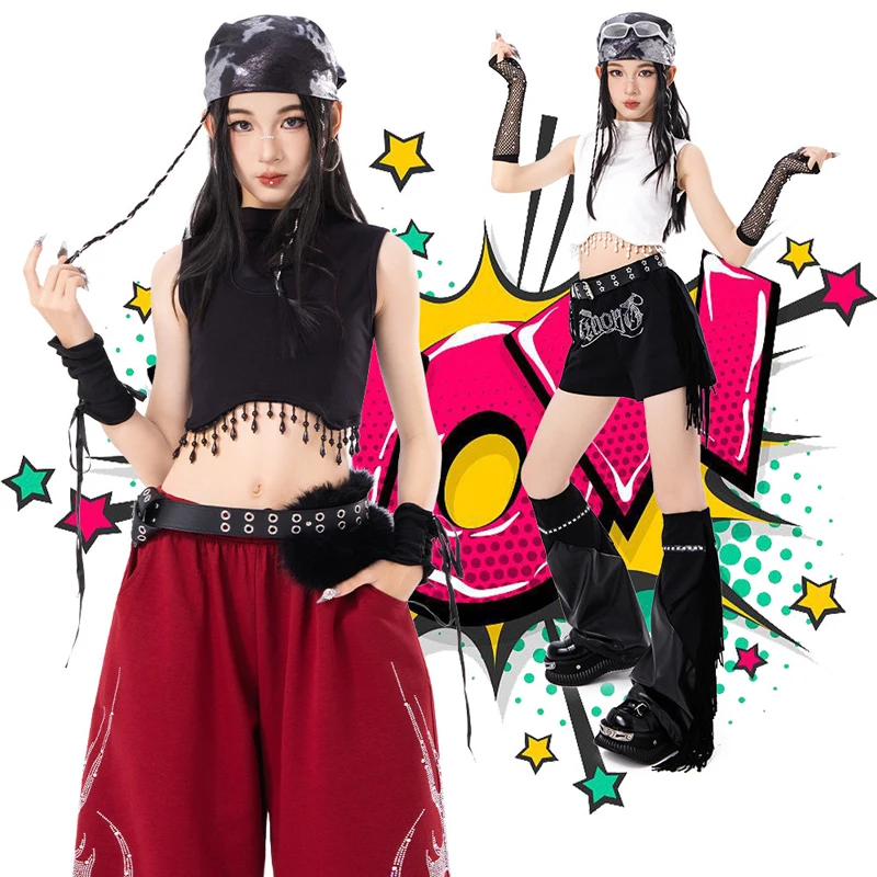 2026 Girls Jazz Dance Clothing Street Wear Children'S Ballroom Dance Suits Kids Hip Hop Dance Performance Kpop Outfit XS11528