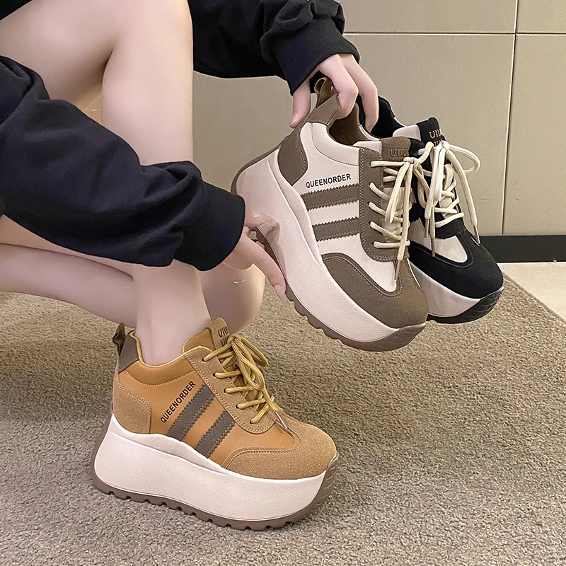 Women's Lace-up Breathable Platform Chunky Sneakers Comfy Non-slip Sports Dad Shoes Outdoor Casual Running Shoes Women Sneakers